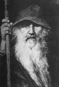 «Georg von Rosen - Oden som vandringsman, 1886 Odin, the Wanderer» av Georg von Rosen - Appeared in the 1893 Swedish translation of the Poetic Edda. Offentlig eiendom. Odin som vandringsmann, maleri fra 1886 av Georg von Rosen
