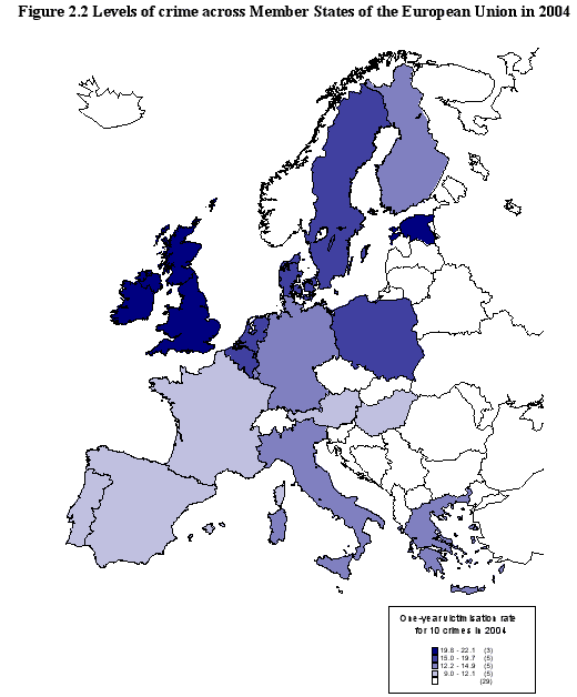 Tall for viktimisering i EU. Kilde: EUICS Tall for viktimisering i EU. Kilde: EUICS