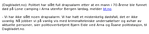 Full drapsalarm? Faksimile fra Dagbladet Full drapsalarm? Faksimile fra Dagbladet